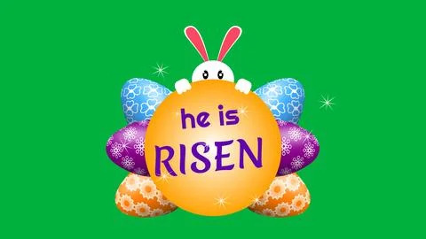 He is risen sticker isolated on green screen Stock Illustration
