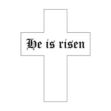 He is Risen text with cross Illustrazione stock