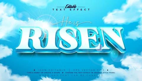 He is Risen Text Effect Design Editable Vector Graphic Style with 3D Typograp Stock-Illustration