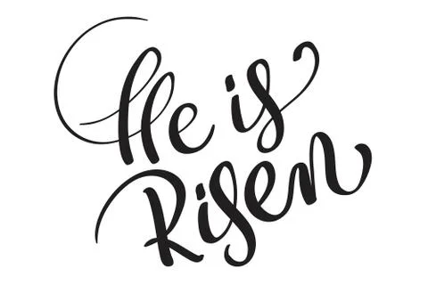 He is risen text isolated on white background. calligraphy and lettering Illustrazione stock