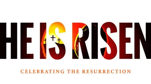 He is risen tomb and three cross, Easter Sunday morning Stock Illustration