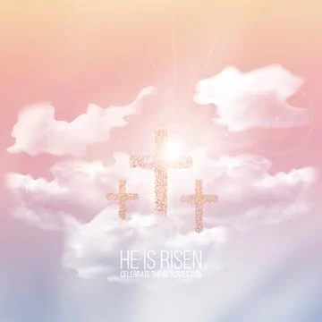 He is risen, vector Easter illustration with transparency and gradient mesh. Stock Illustration