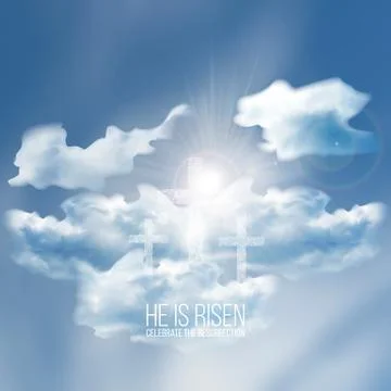 He is risen, vector Easter illustration with transparency and gradient mesh. Illustrazione stock