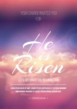 He is risen, vector Easter religious poster template with transparency and gr Illustrazione stock
