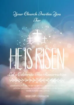 He is risen, vector Easter religious poster template Stock Illustration