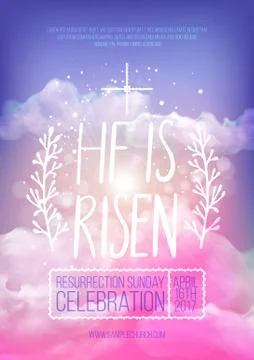 He is risen, vector Easter religious poster template Illustrazione stock