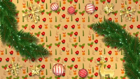 He scene features a reindeer, snowflakes, and festive decorations. Stock Illustration