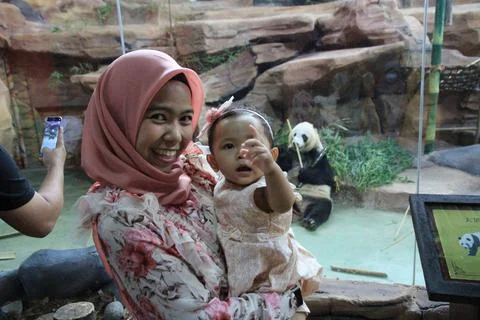 He statue in the shape of a panda is very cute Foto stock