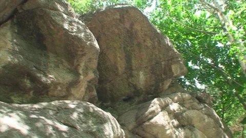 He sun is shining, large mountain rocks shooting on the move Vídeos de archivo 71753160