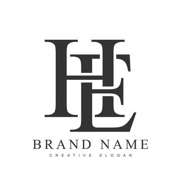 HE trendy logotype template. Initial letter h and e classic font style. Cre.. Stock Illustration