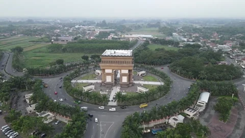 He view from the top is so amazing the monument simpang lima gumul Video stock 218411932