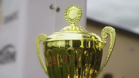 He winner's cup. an award for a sporting event. The gold Cup Stock Footage 279880967