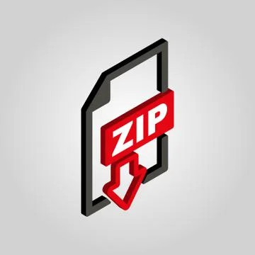 He ZIP file icon.3D isometric. Archive, compressed symbol. Flat Stock Illustration
