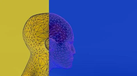 Head 3d Mesh . Render . Virtual reality Stock Illustration