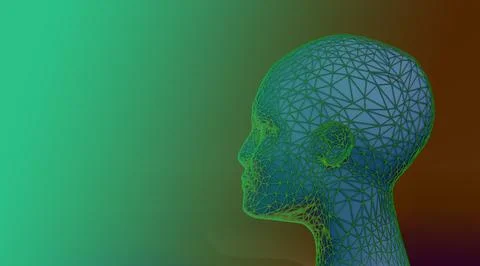 Head 3d Mesh . Render . Virtual reality Stock Illustration