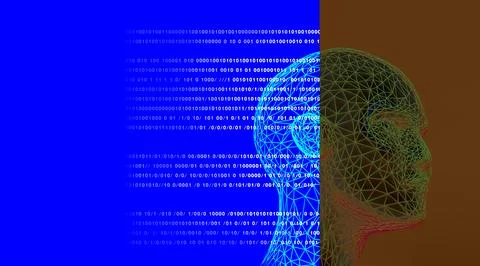 Head 3d Mesh . Render . Virtual reality Illustrazione stock