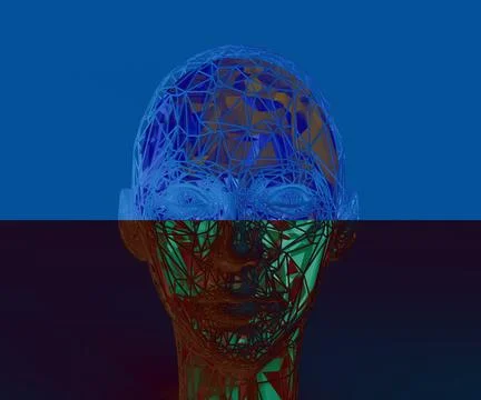 Head 3d Mesh . Render . Virtual reality Stock Illustration