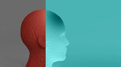 Head 3d Mesh . Render . Virtual reality Stock Illustration