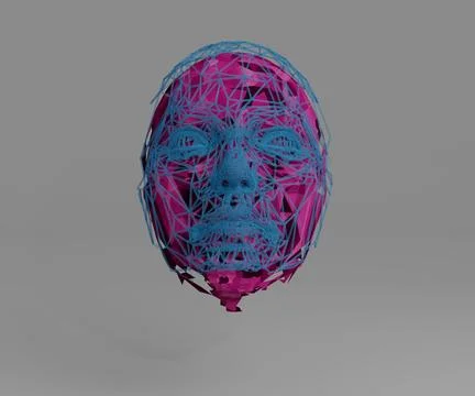 Head 3d Mesh . Render . Virtual reality Stock Illustration