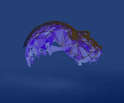 Head 3d Mesh . Render . Virtual reality Stock Illustration