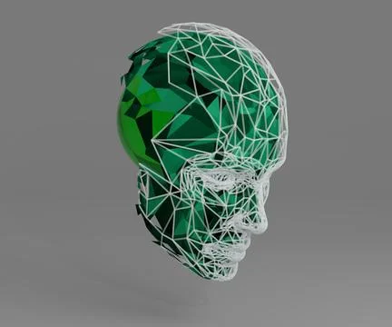 Head 3d Mesh . Render . Virtual reality Stock Illustration
