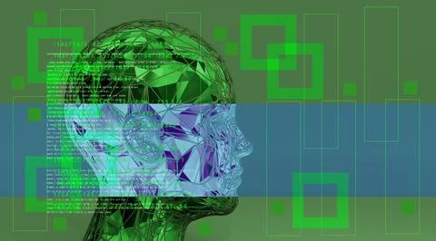 Head 3d Mesh . Render . Virtual reality Stock Illustration