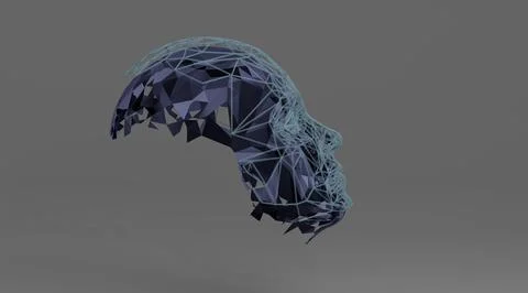 Head 3d Mesh . Render . Virtual reality Stock Illustration