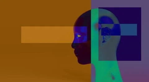 Head 3d Mesh . Render . Virtual reality Stock Illustration