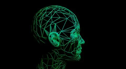 Head 3d Mesh . Render . Virtual reality Illustrazione stock