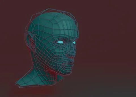 Head 3d Mesh . Render . Virtual reality Stock Illustration