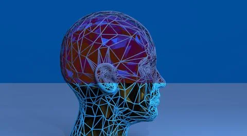 Head 3d Mesh . Render . Virtual reality Illustrazione stock