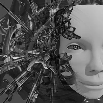 Head 3d Mesh . Render . Virtual reality Stock Illustration