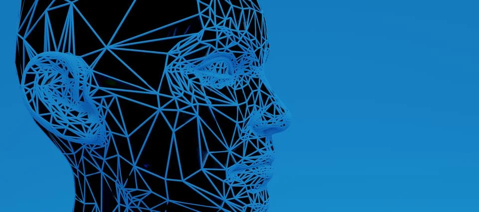 Head 3d Mesh . Render . Virtual reality Stock Illustration