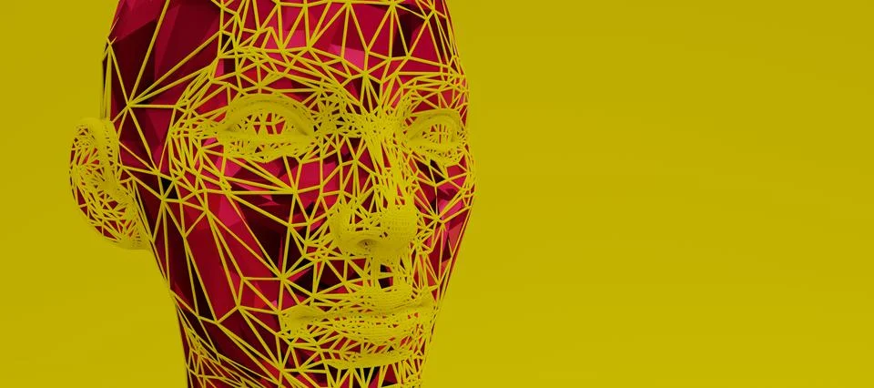 Head 3d Mesh . Render . Virtual reality Stock Illustration