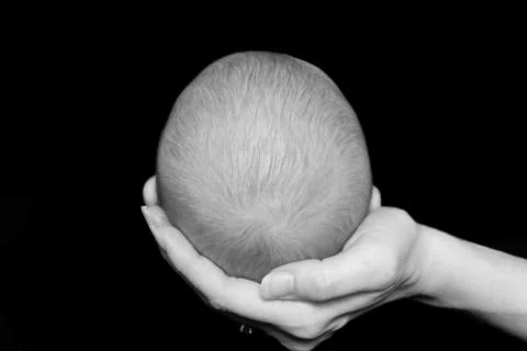 Head of 5 weeks old child Stock Photos