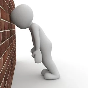 Head against wall Stock Illustration