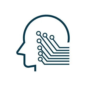 A head of AI brain chip inside it and circute of technology system for UI o.. Stock Illustration