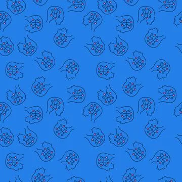Head with AI Digital Brain vector blue modern seamless pattern イラスト素材