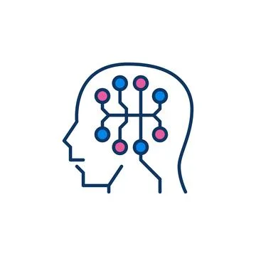 Head with AI Digital Brain vector concept colored icon or sign Stock Illustration