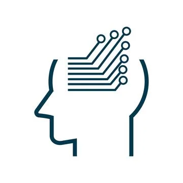 A head of AI processing of chip technology artificial intelligent symbol fo.. Stock Illustration