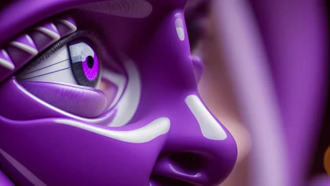 The head of an alien creature awakens the concept of artificial intelligenc.. Stock Footage 234417223