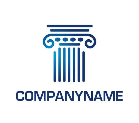 Head of an ancient column. Linear drawing. Ready logo Stock Illustration