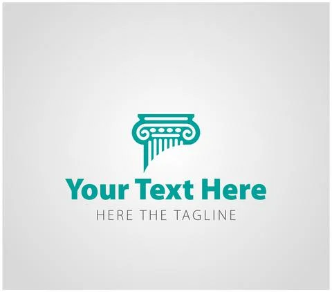 Head of an ancient column. Linear drawing. Ready logo Stock Illustration