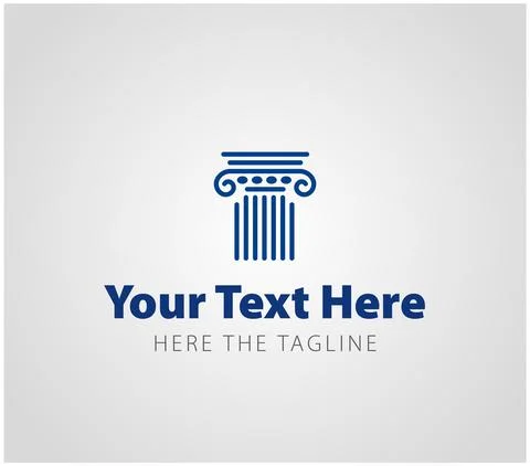 Head of an ancient column. Linear drawing. Ready logo Stock Illustration