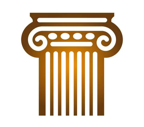 The head of the ancient Ionic golden column Stock Illustration