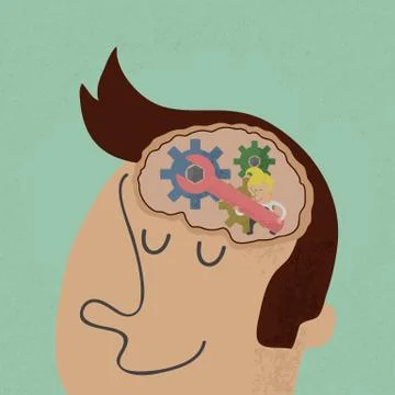 Head and Brain Gears in Progress. , eps10 vector format Stock Illustration