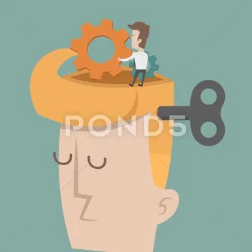 Head and Brain Gears in Progress. , eps10 vector format Stock Illustration