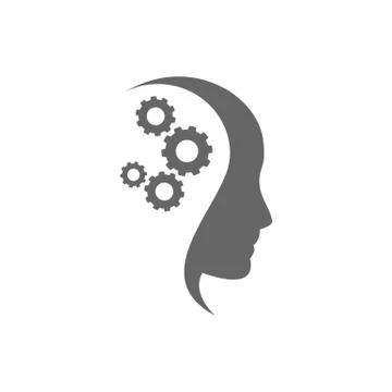 Head and brain gears in progress vector illustration isolated on white backgr Stock Illustration