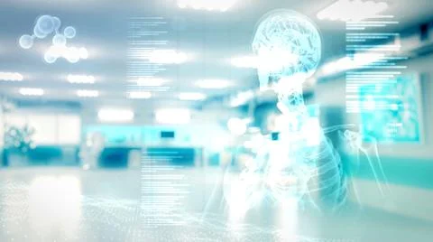 Head and brain high tech medical treatment - concept abstract 3D rendering Stock Illustration