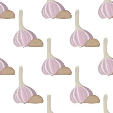 Head and clove of garlic pattern on a white background Stock-Illustration